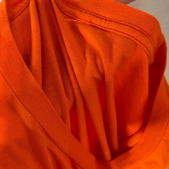 Hugo Boss y2k Designer Bright Neon Orange White Short Sleeve Logo T-Shirt Top - Picture 3 of 4